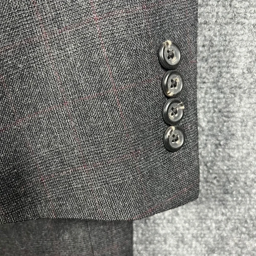 Polo Ralph Lauren Blazer Mens 42L Charcoal Gray‎ Wool Windowpane Sport Coat USA